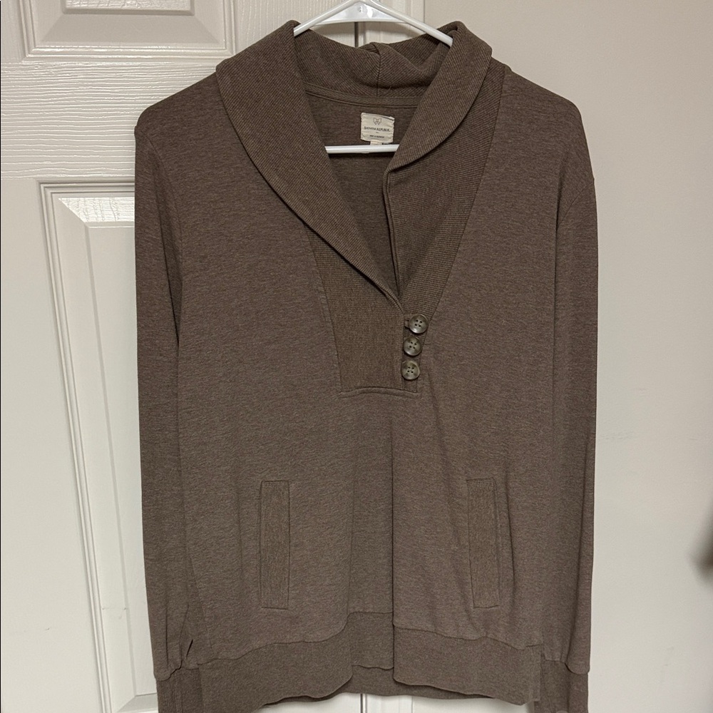 Banana Republic Women's Shawl Collar Pullover Hoodie - Brown